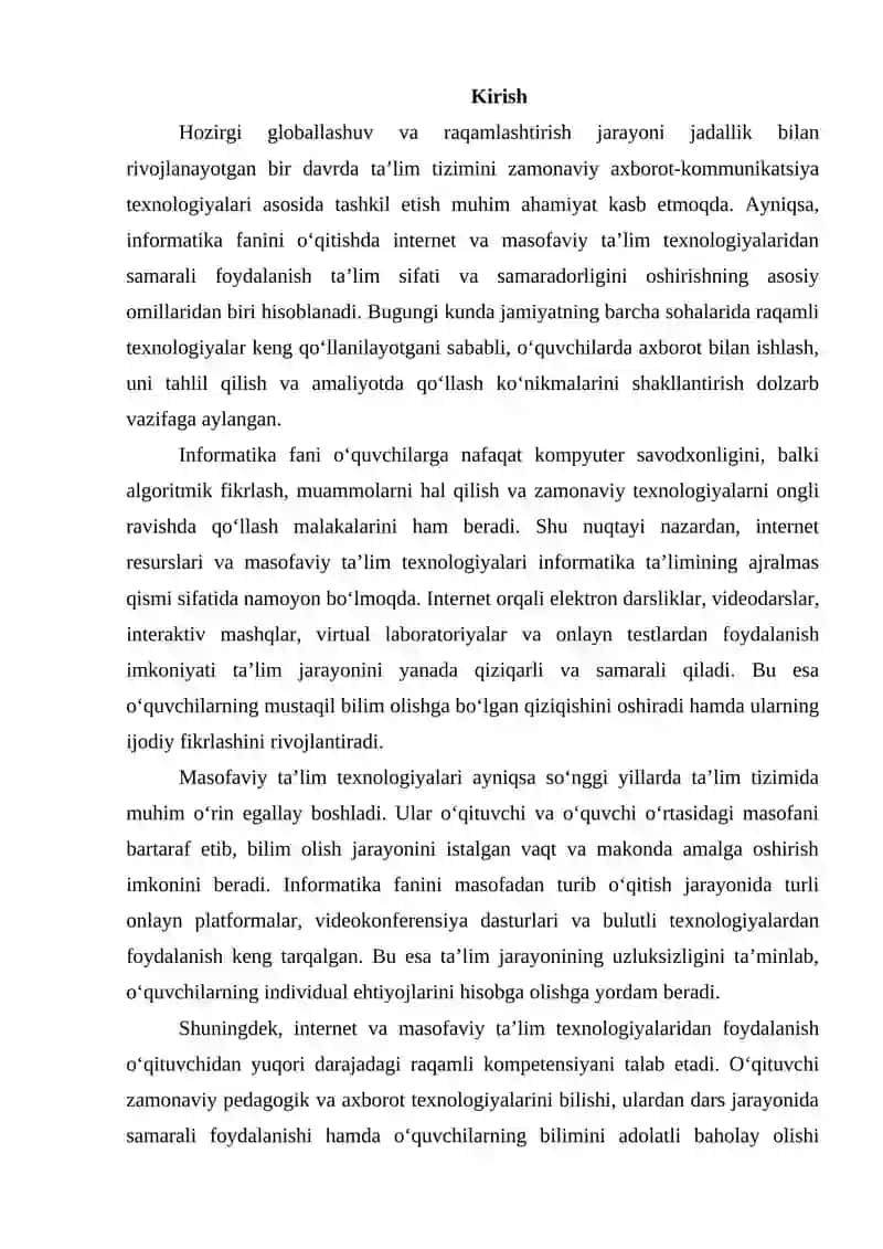 Informatika o‘qitishda internet va masofaviy ta’lim texnologiyalari 2