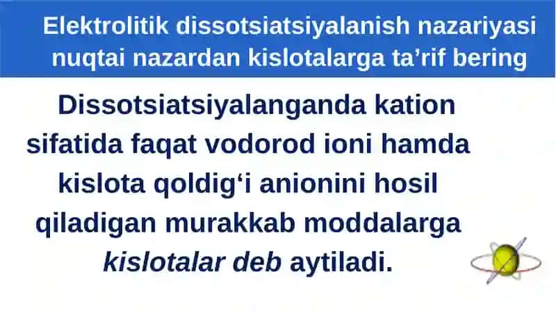 Ortografik kislota dissotsiatsiyalanganda nuqtai nazar 2