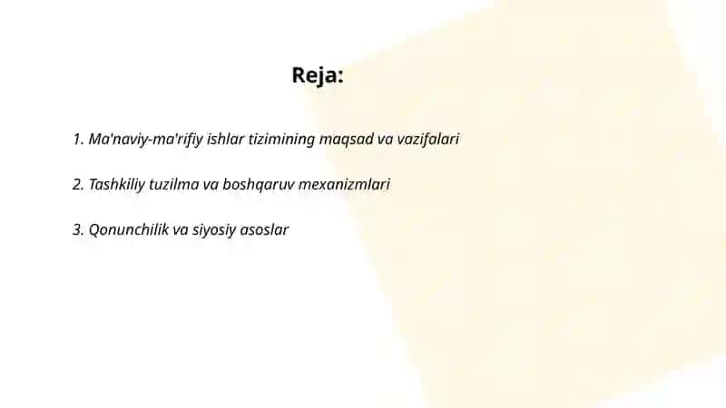 Ma’naviy-ma’rifiy ishlar tizimi 2
