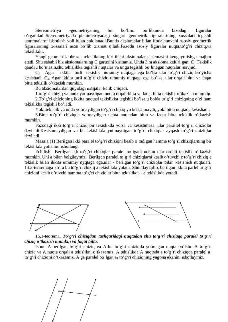 Stereometriya aksiomalari 2