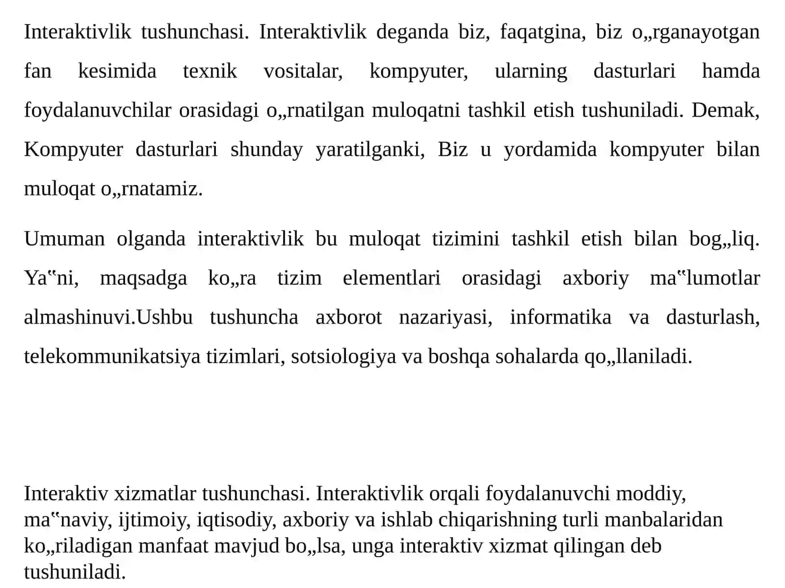Sohaaxborot tizimlarining interaktiv xizmatlari 2