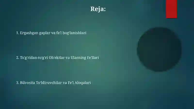 Feʼlning harakat obyektiga munosabati 2