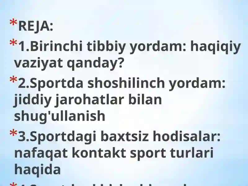 Sportda shoshilinch holat birlamchi yordam ko'rsatish 2