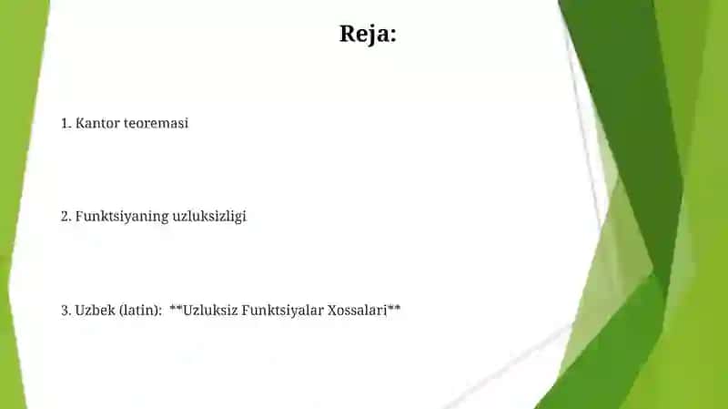 **Uzluksiz Funktsiyalar Xossalari** 2