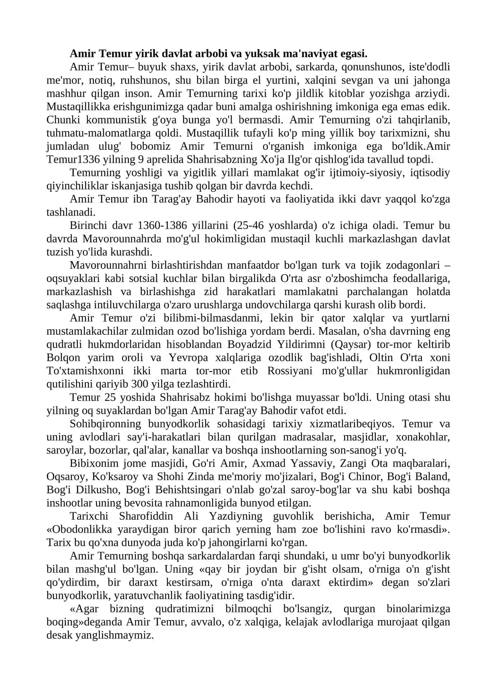 Amir Temur o'gitlarining tarbiyavoy ahamiyati 2