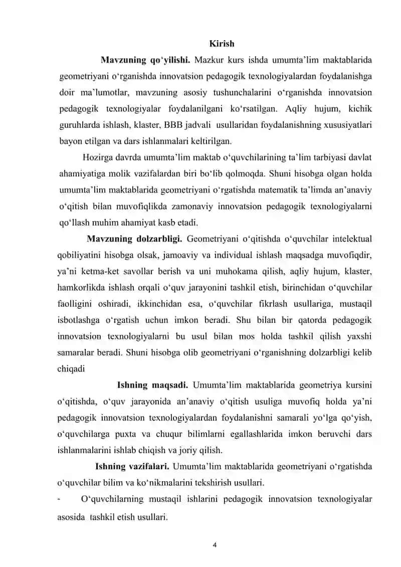 Bob. Maktab Geometriya Kursini Oʻqitishning Nazariy Asoslari 2