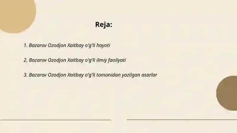Bazarov Ozodjon Xaitbay O'g'li 2