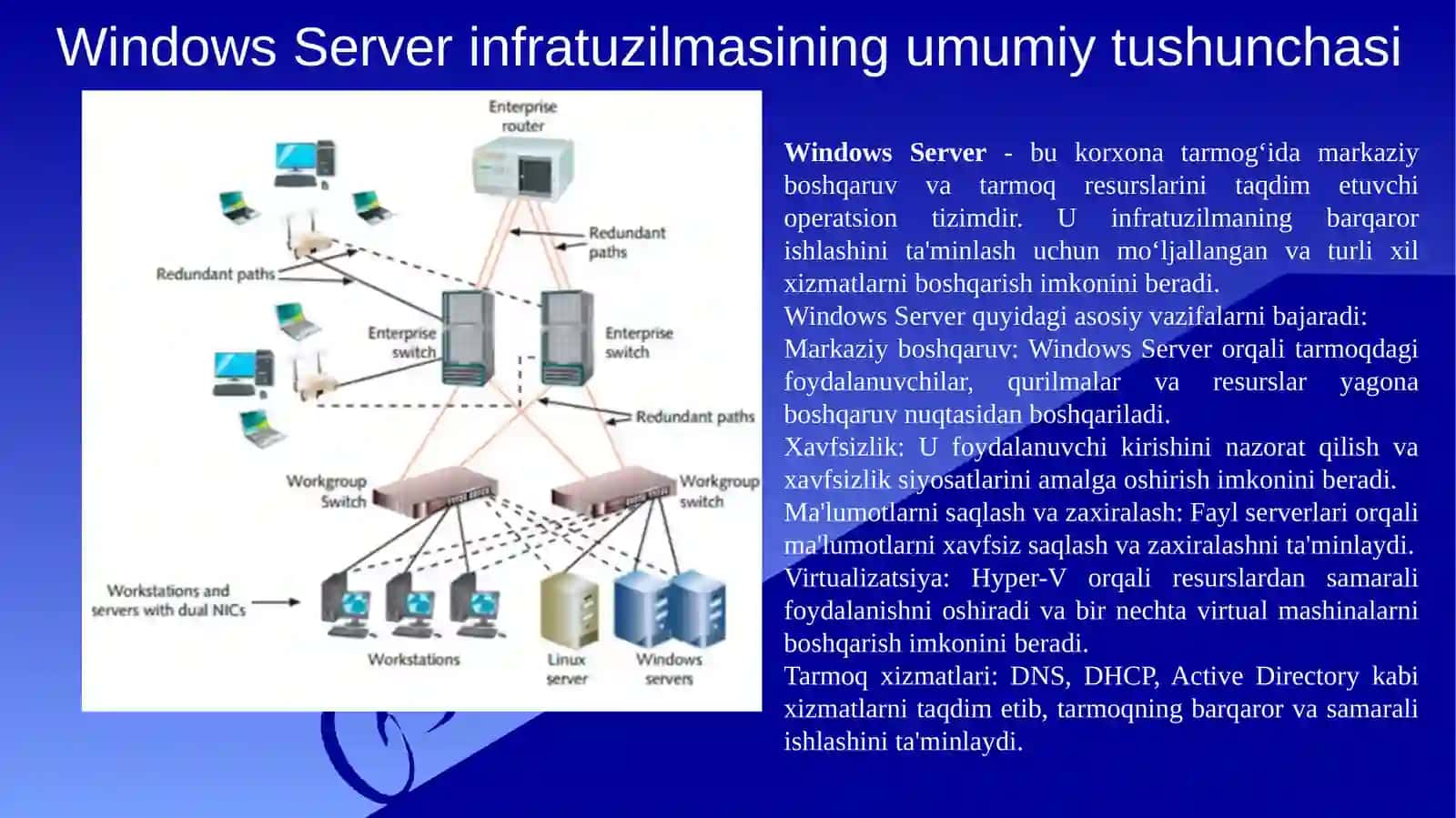 Windows Server Infratuzilmasi Markaziy Xizmatlari 2