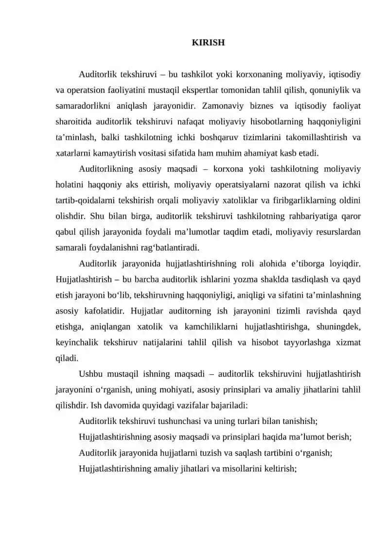 Auditorlik tekshiruvini hujjatlashtirish 2