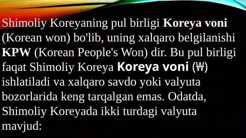 Shimoliy Koreya pul birligi 2
