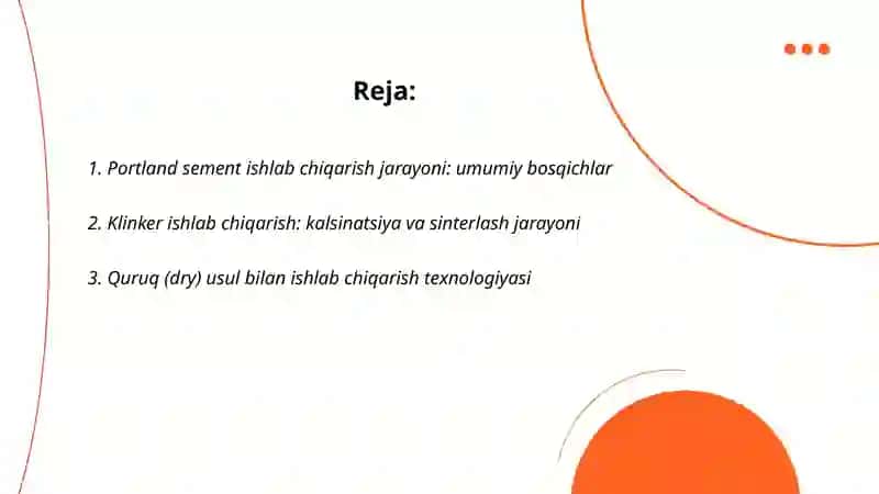 Porland sement ishlab chiqorish usullari 2