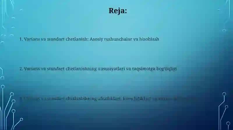 Dispersiya va o'rtacha kvadratik tafovut xossalari 2