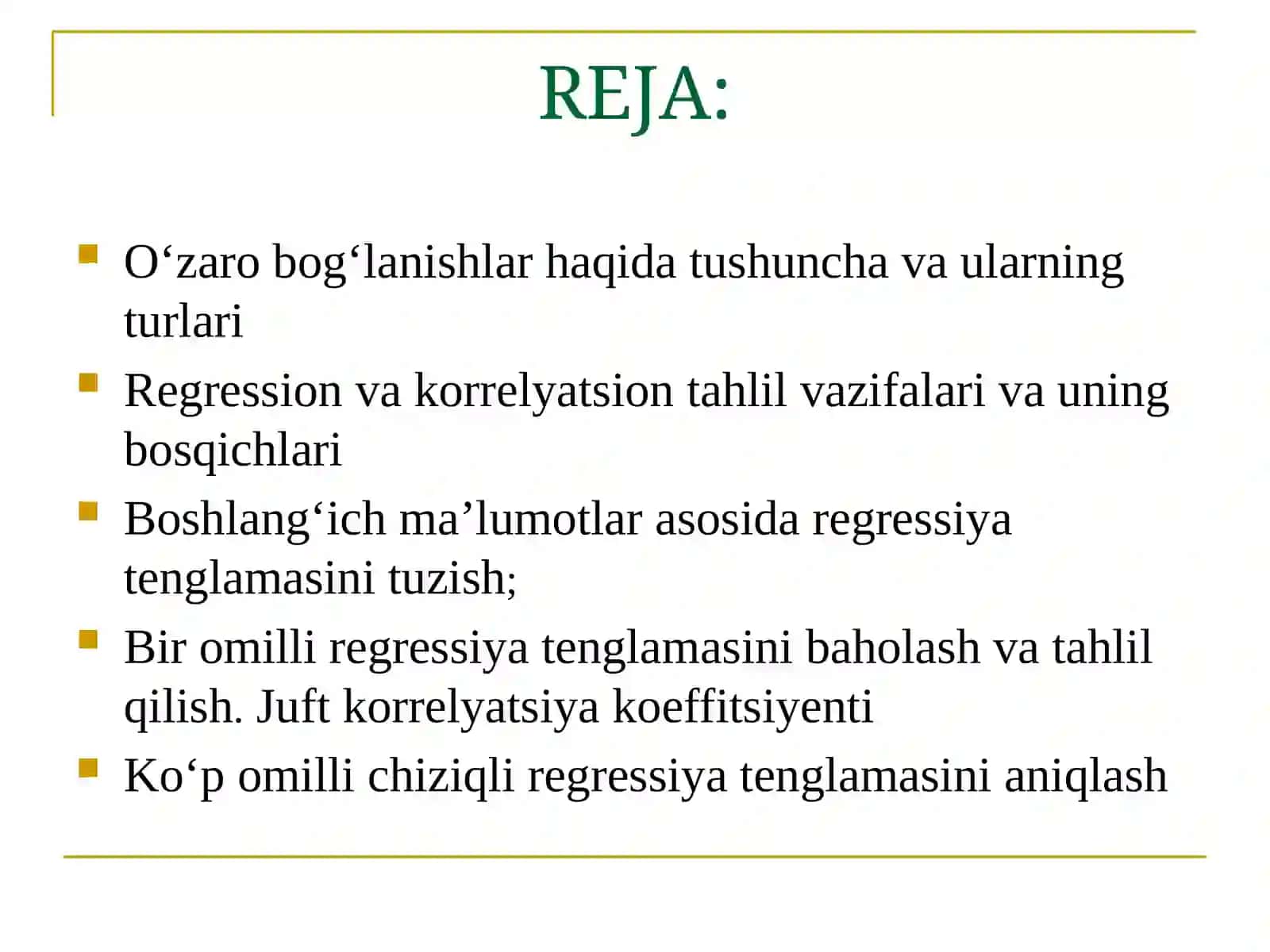 Regression va korrelyatsion tahlil 2