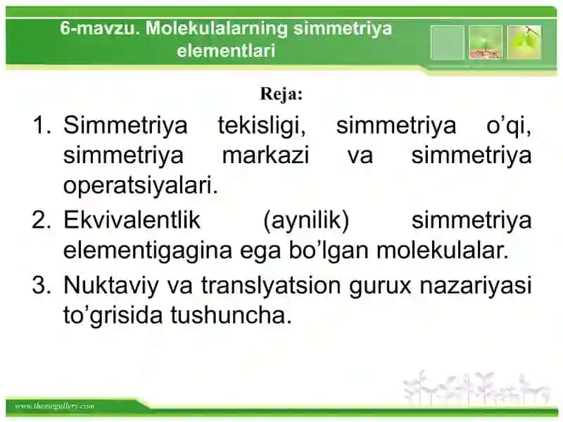 Molekulalarning simmetriya elementlari 2