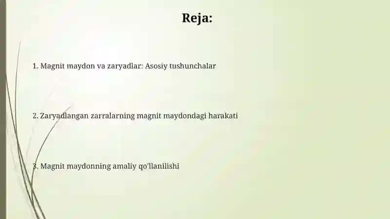 Magnit maydonning zaryadga ta’siri 2