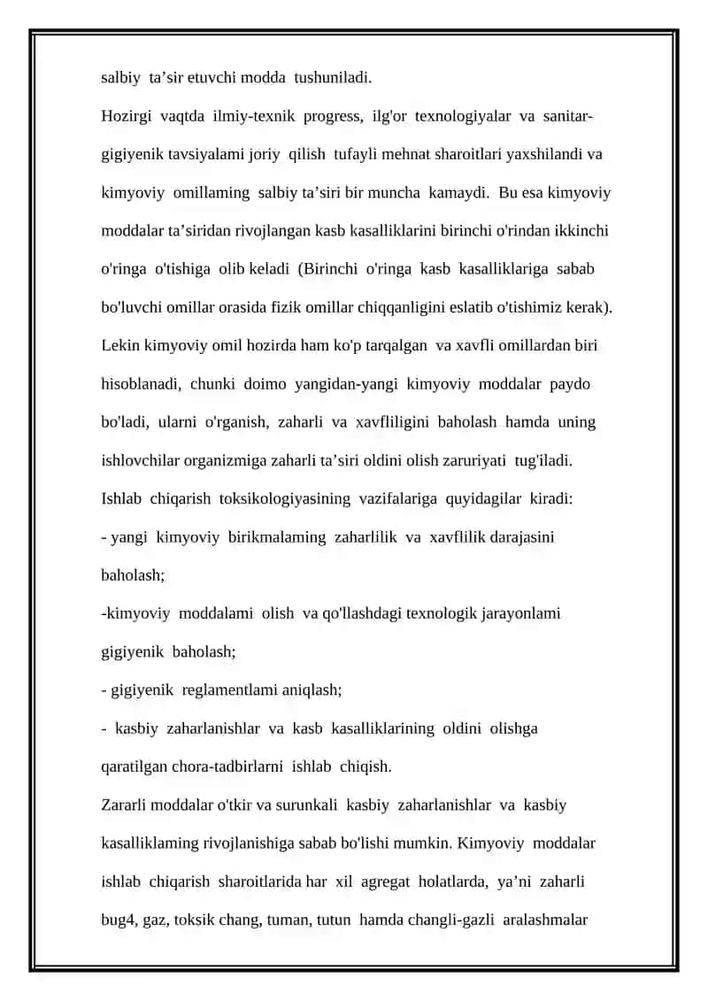 Kimyoviy moddalar va ularning gigiyenik baholash 2
