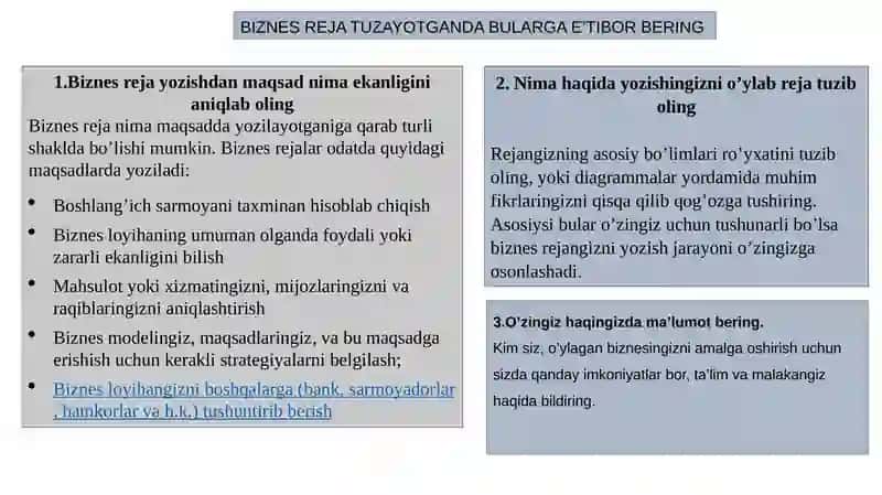 Korxonaning biznes rejasi 2