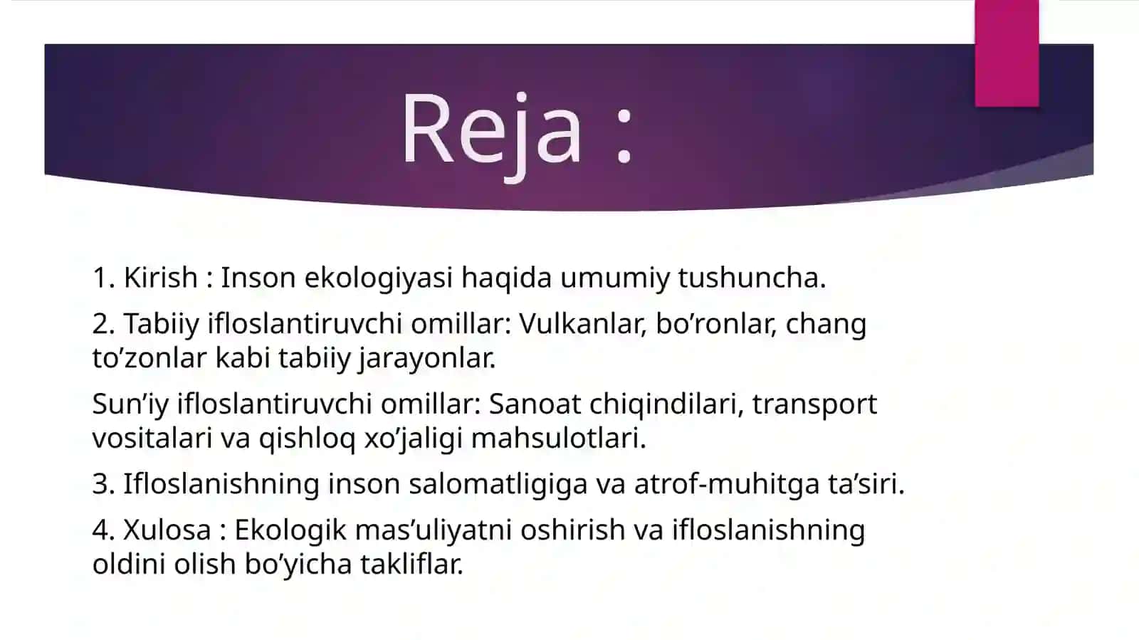 Inson Ekologiyasi Haqida 2