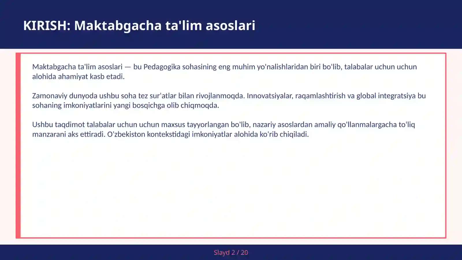 Maktabgacha ta'lim asoslari 2
