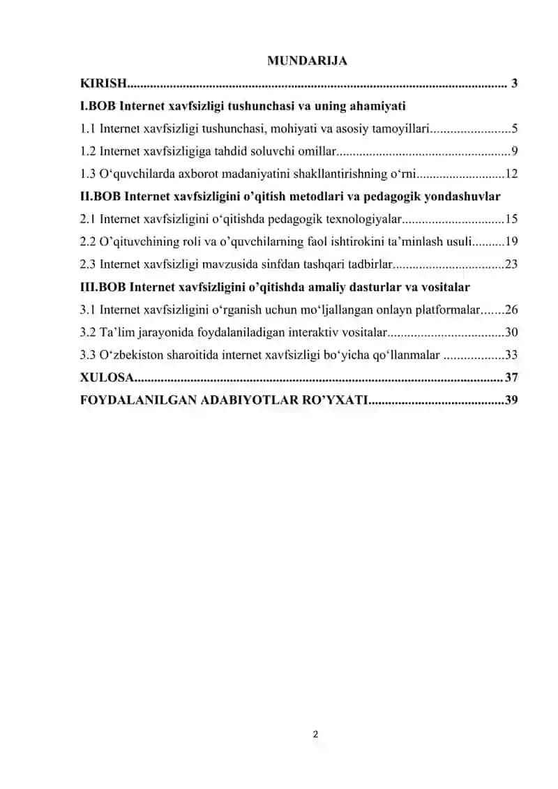 INTERNET XAVFSIZLIGI kurs ishi 2