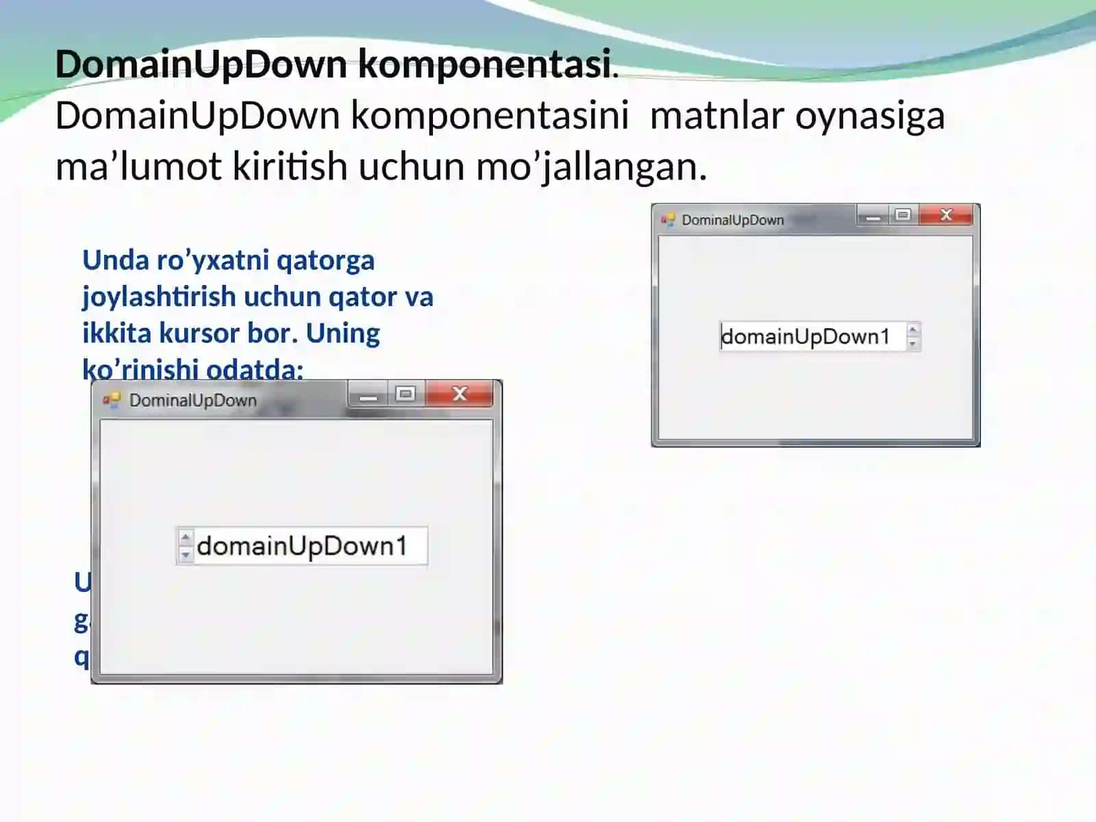 DomainUpDown komponentasi 2