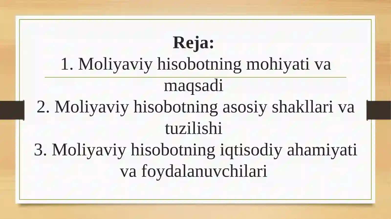 Moliyaviy hisobot faniga kirish 2
