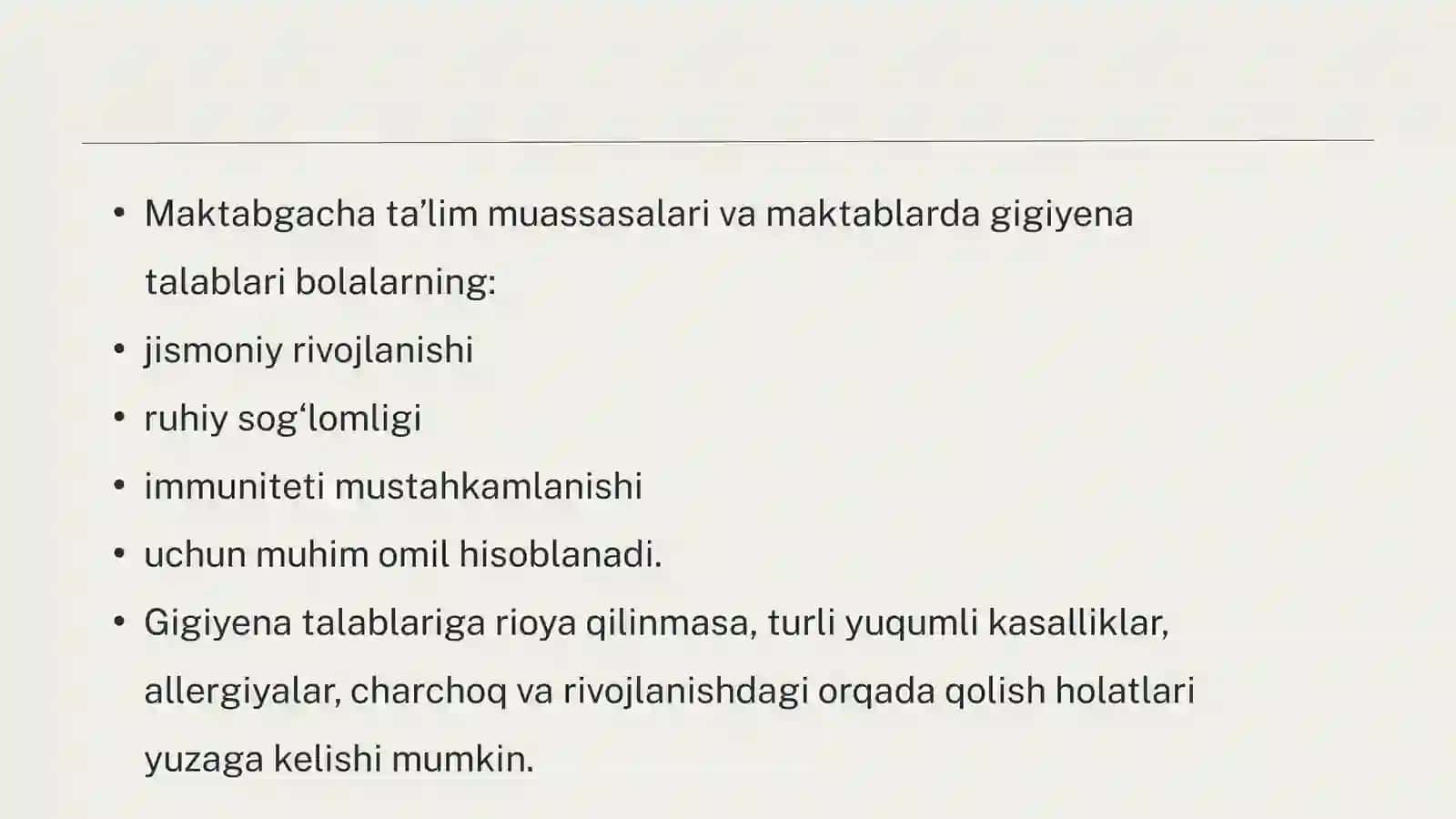 Gigiyena talablari Maktabgacha ta'lim muassasalarida 2