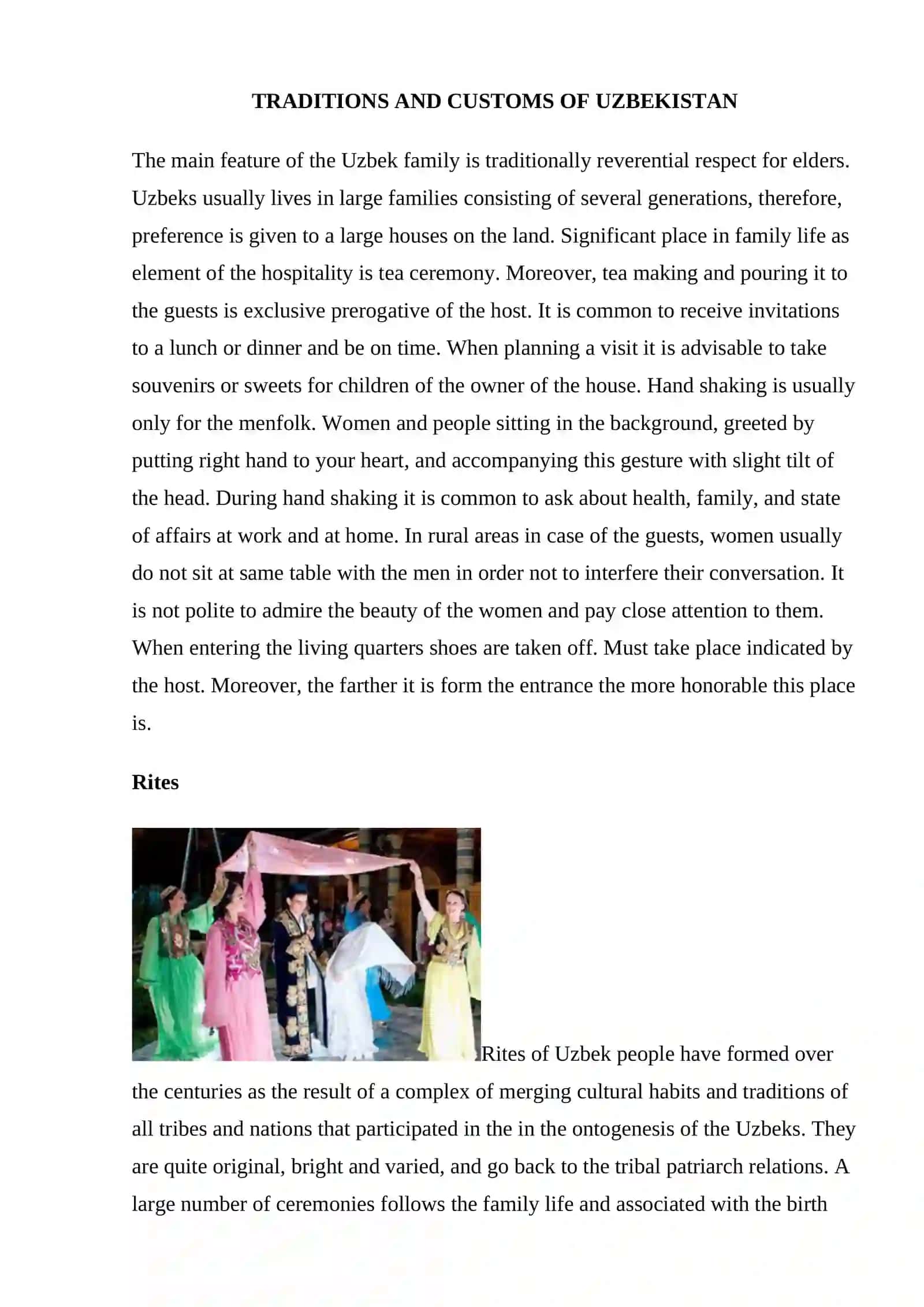 TRADITIONS AND CUSTOMS OF UZBEKISTAN 2