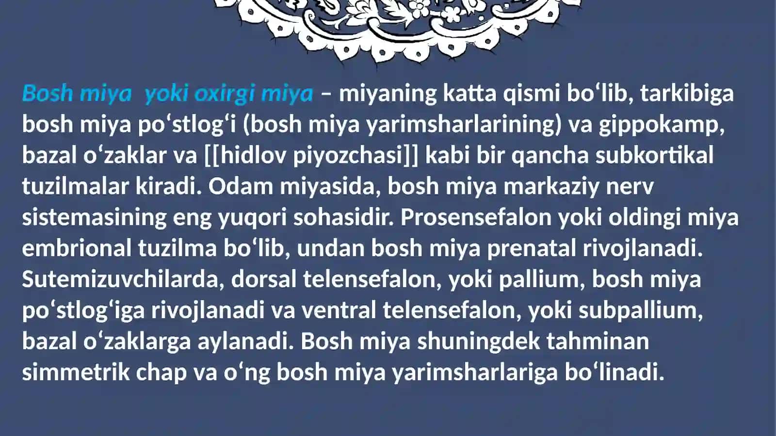 Bosh miyaning rivojlanishi 2