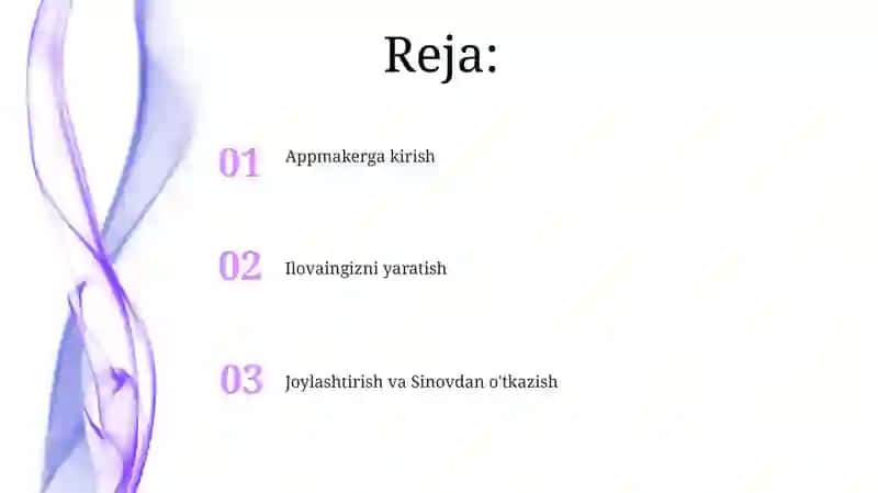 AppMaker dasturida mobil ilova yaratish 2