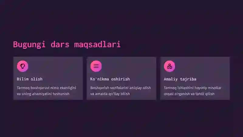 Tarmoq boshqaruvi va vazifalarini aniqlash 2