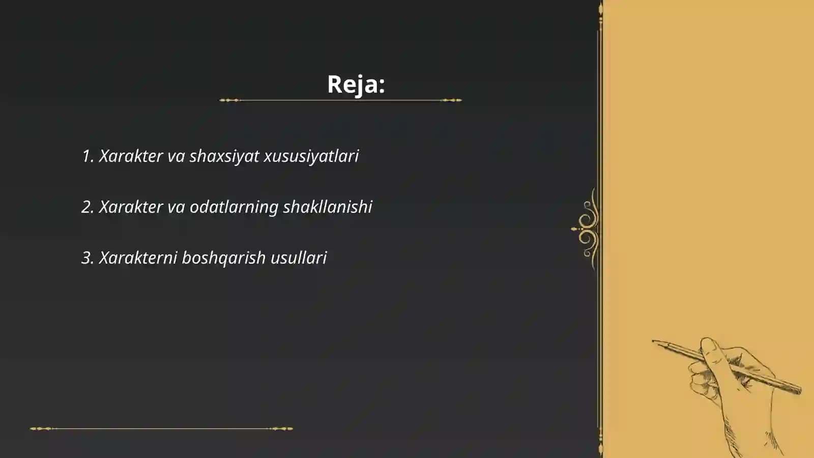 Xarakter va shaxsiy xususiyatlari 2