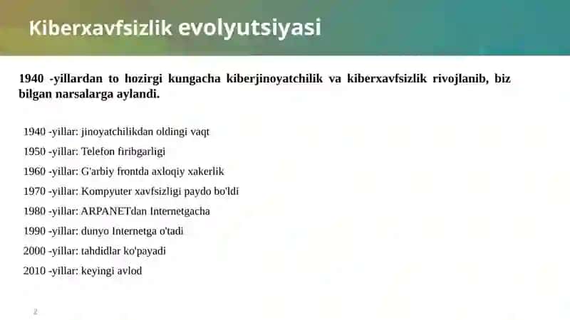KIBERXAVFSIZLIK EVOLYUTSIYASI 2