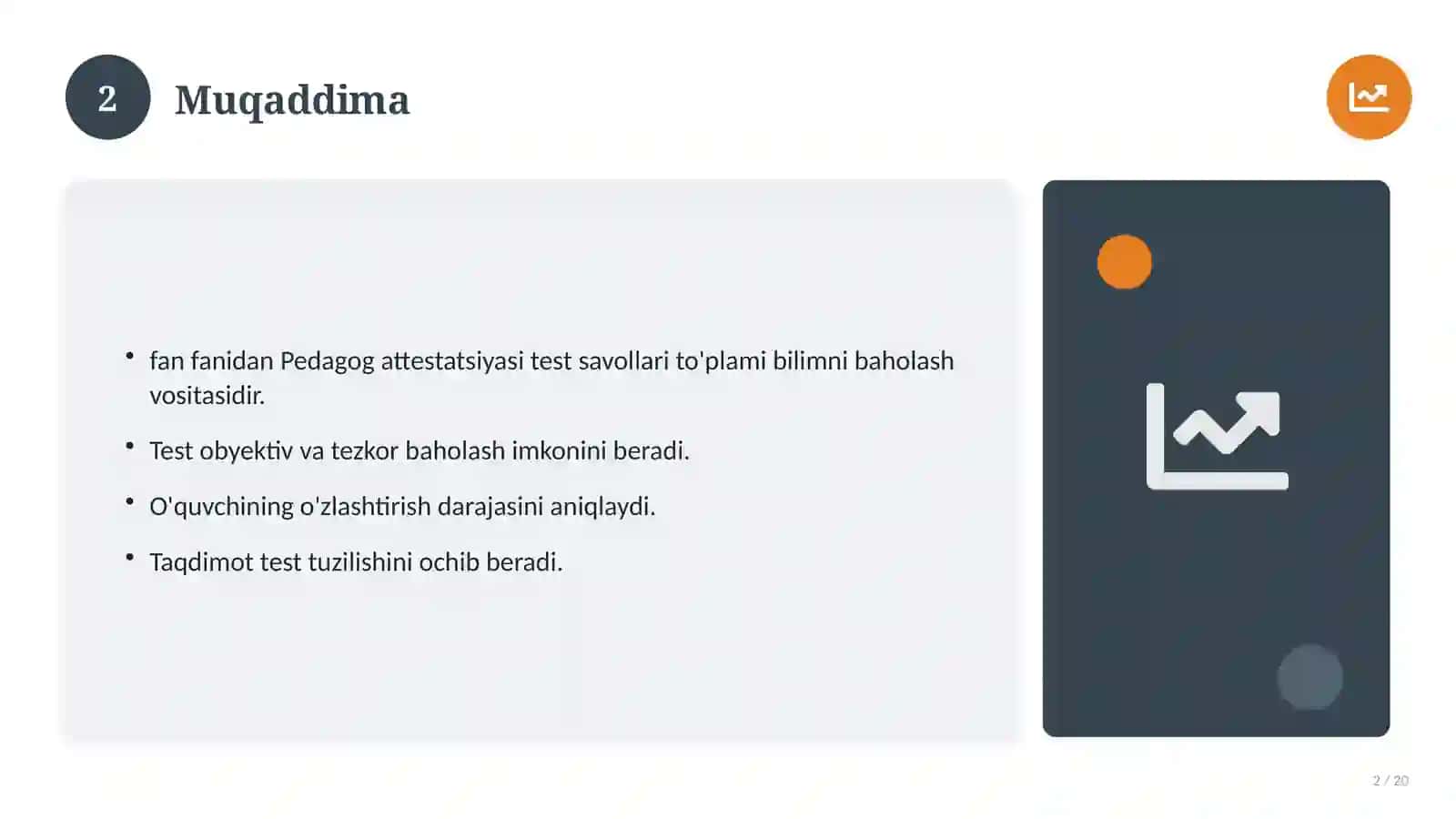 Pedagog attestatsiyasi test savollari to'plami 2