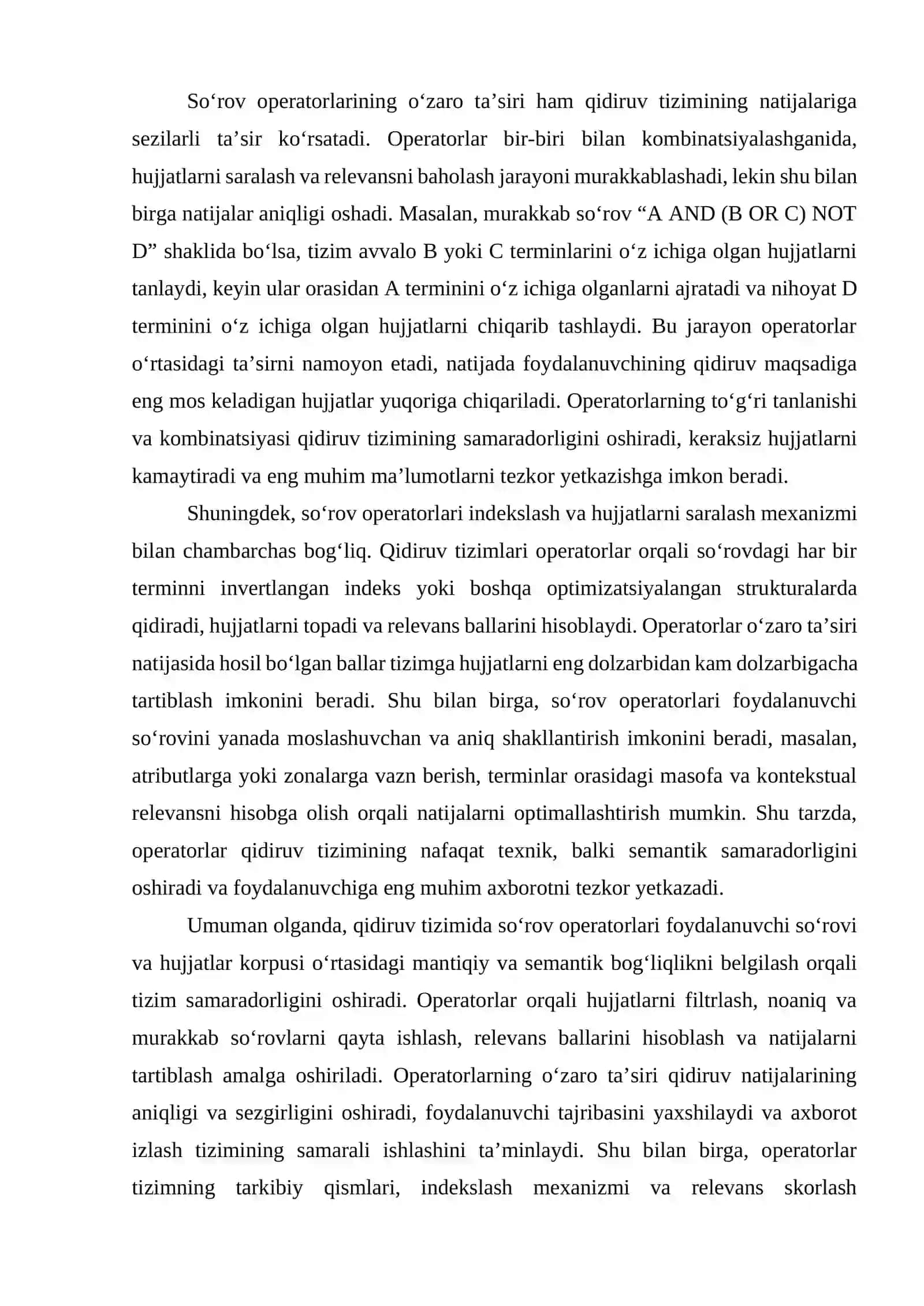 Qidiruv tizimida so'rovlar operatorining o'zaro ta'siri asoslari 2