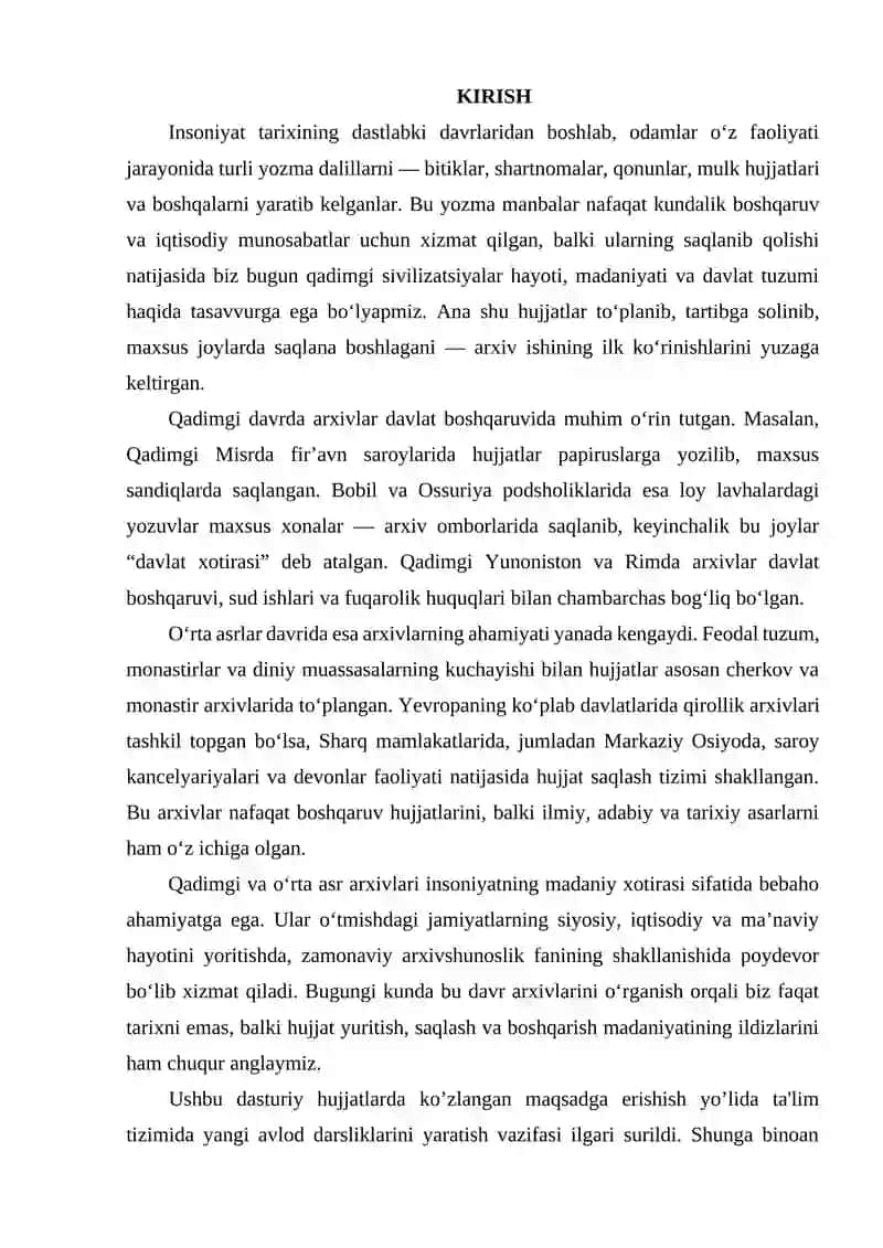 QADIMGI VA O'RTA ASRLAR DAVRI ARXIVLARI 2