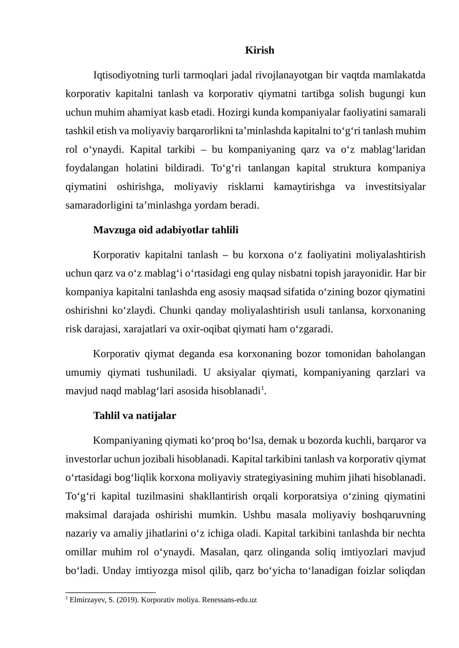 Kapital tuzilishi haqidagi Modilyan va Miller nazaeiyasi 2