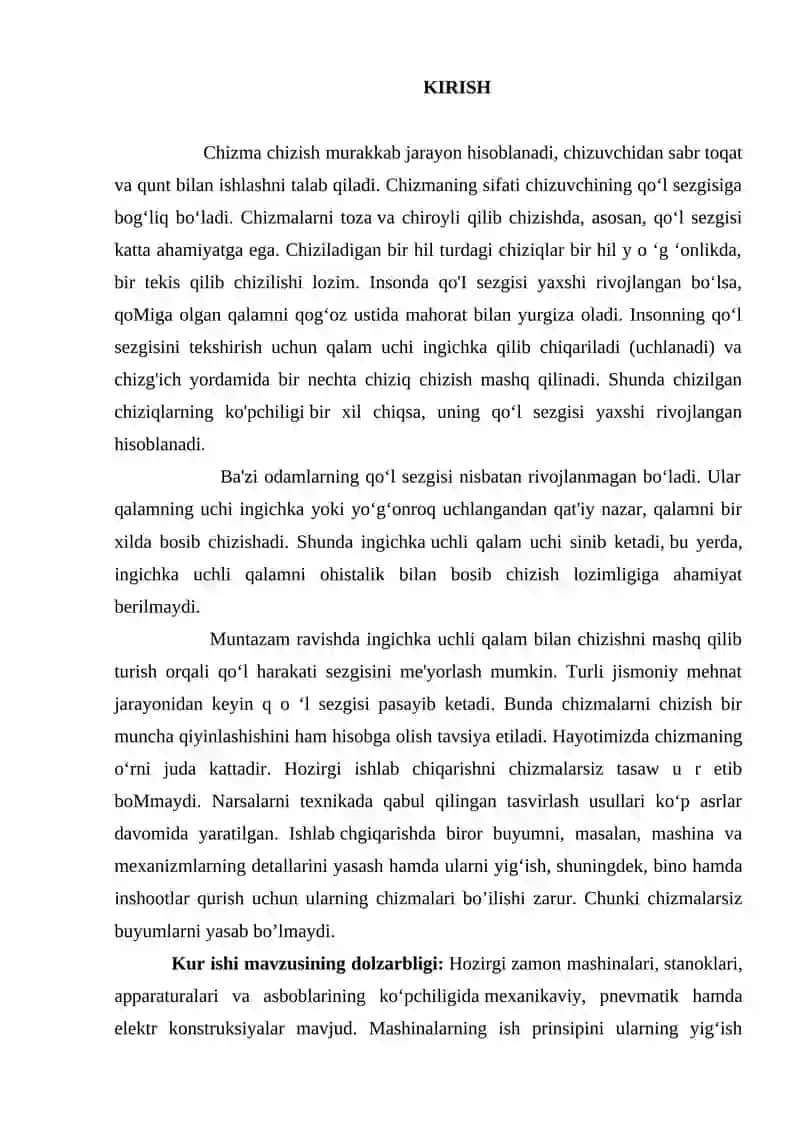 Detalning ish chizmasiga quyilgan talablar 2