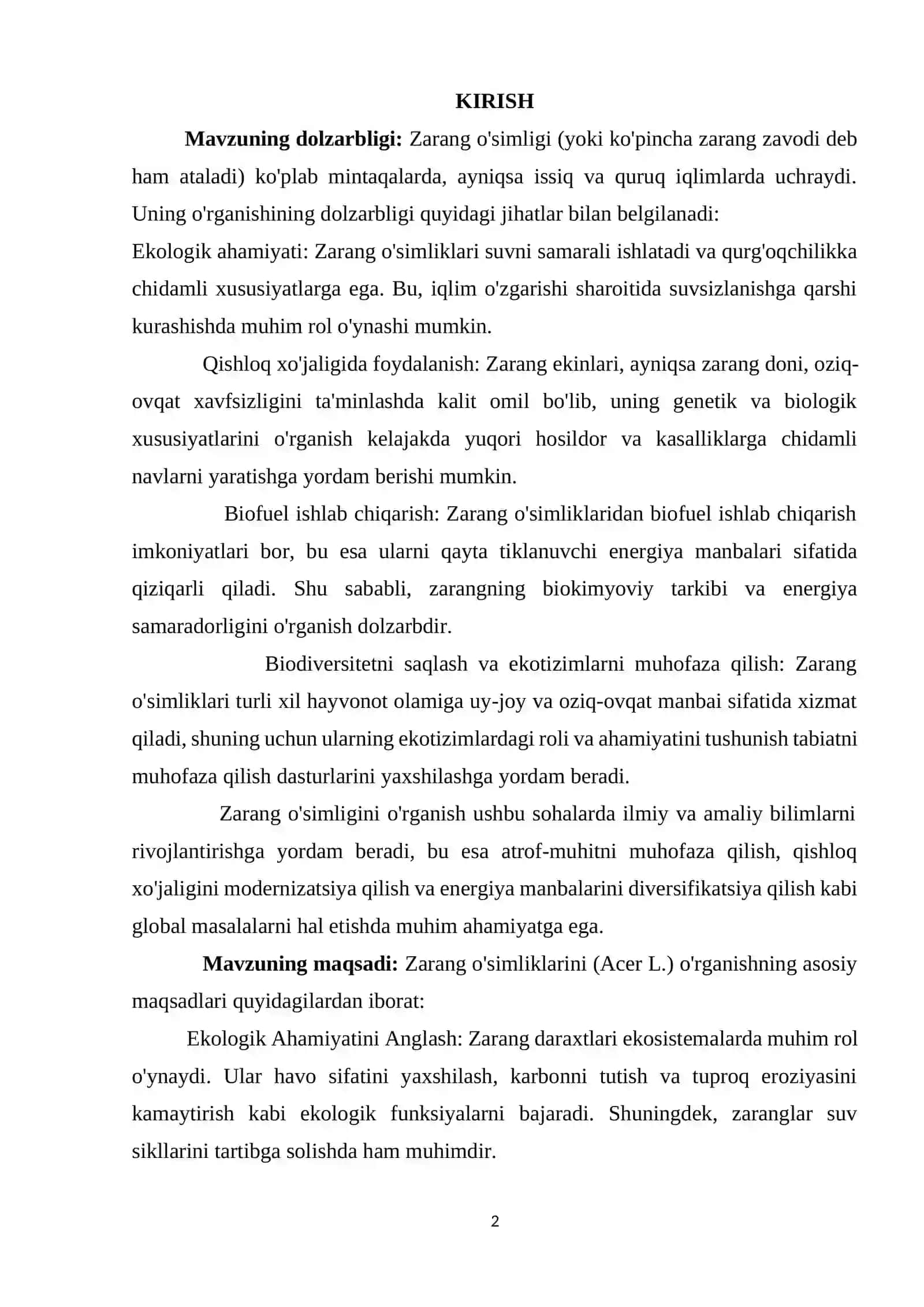 Zarang o'simliklari o'simligi va bioekologiyasi 2