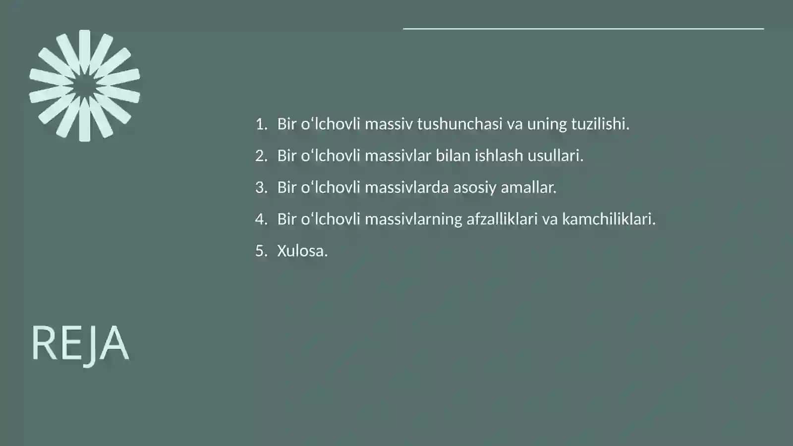 Bir o‘lchovli massivlar 2