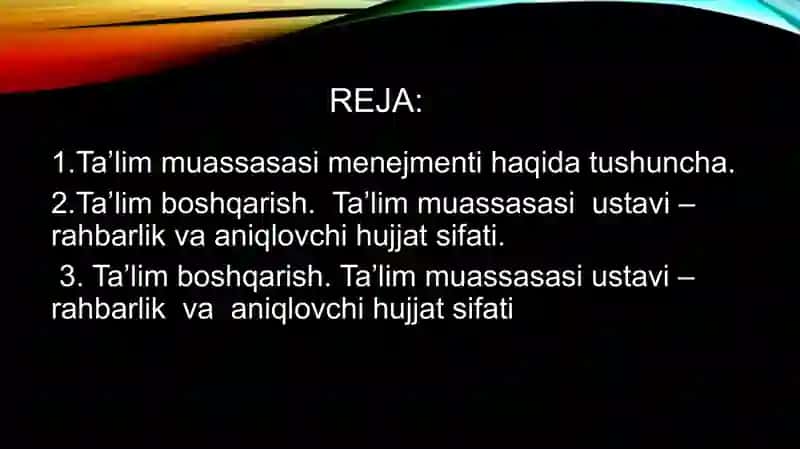 Ta’lim muassasasi menejmenti. 2