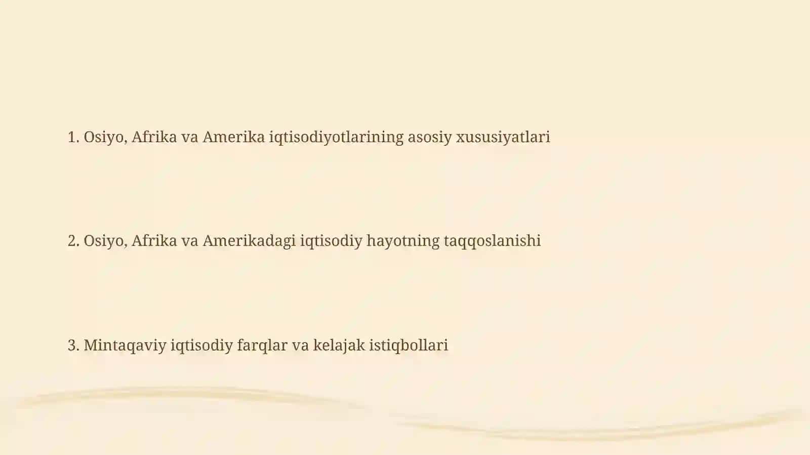 Osiyo, Afrika va Amerika iqtisodiyot hayoti 2
