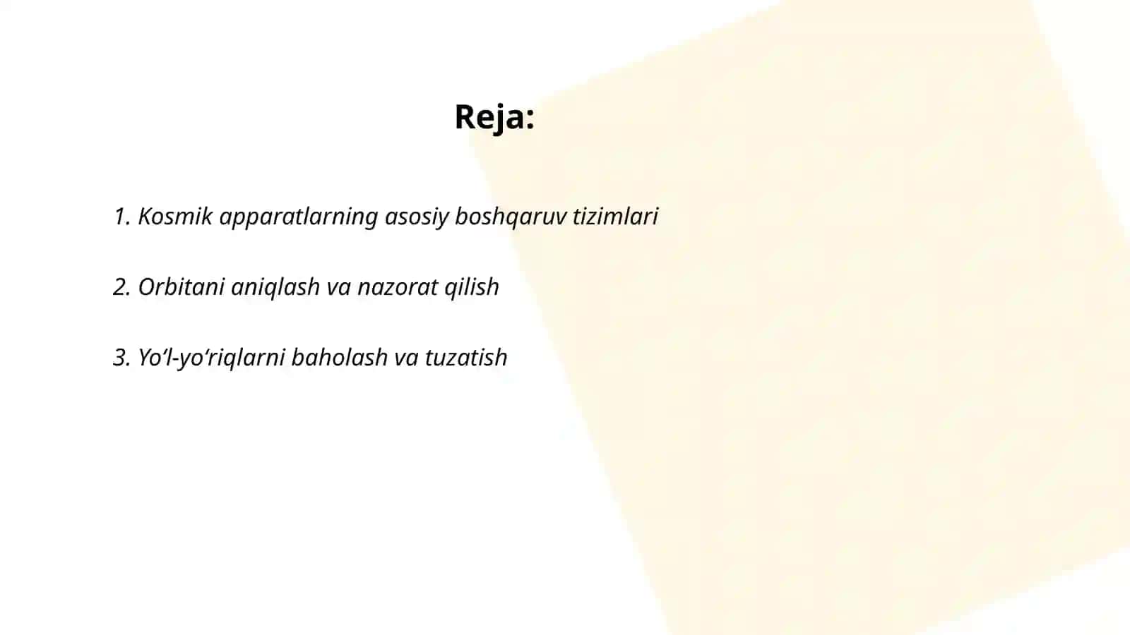 Kosmik apparat harakatini boshqarish 2