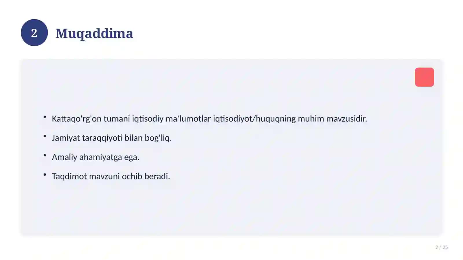 Kattaqo'rg'on tumani iqtisodiy ma'lumotlar 2