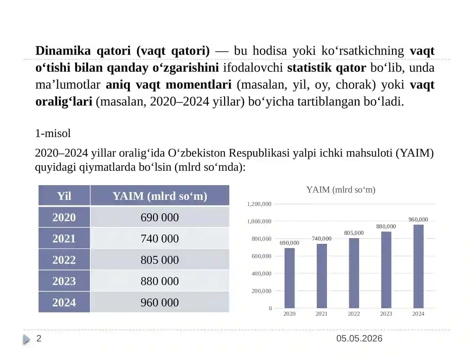 Dinamikani statistik o‘rganish usullari 2
