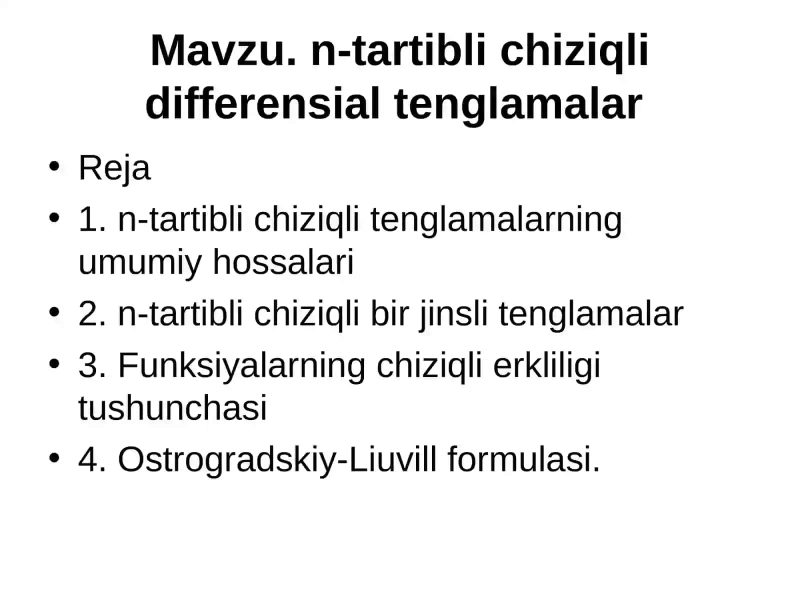 n-tartibli chiziqli differensial tenglamalar 2