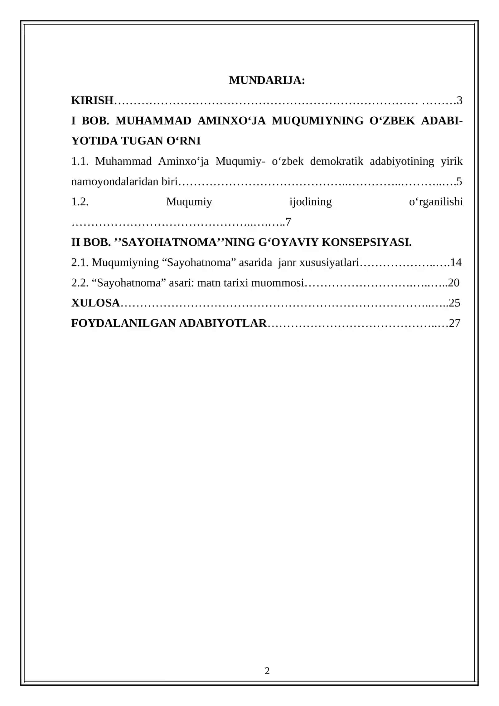 Muqimiy “Sayohatnoma”sining g‘oyaviy-badiiy xususiyatlari 2