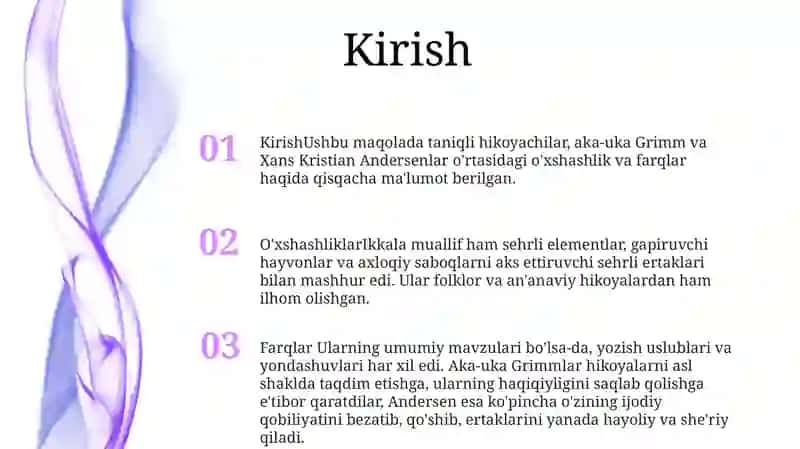 Aka-Uka Grimmlar Va Xans Kristian AndersenIjodi 2