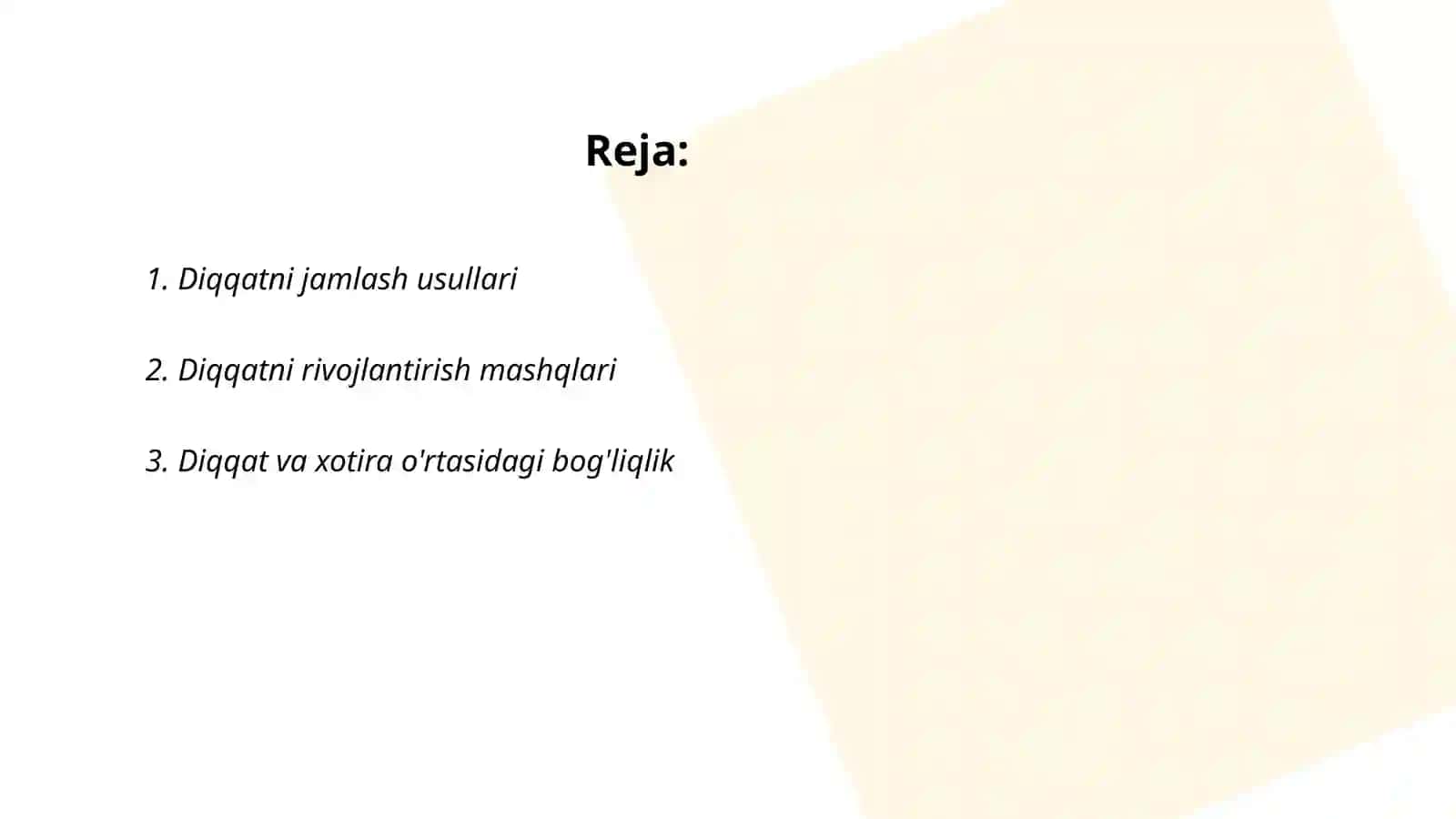 Diqqatni jamlash usullari 2