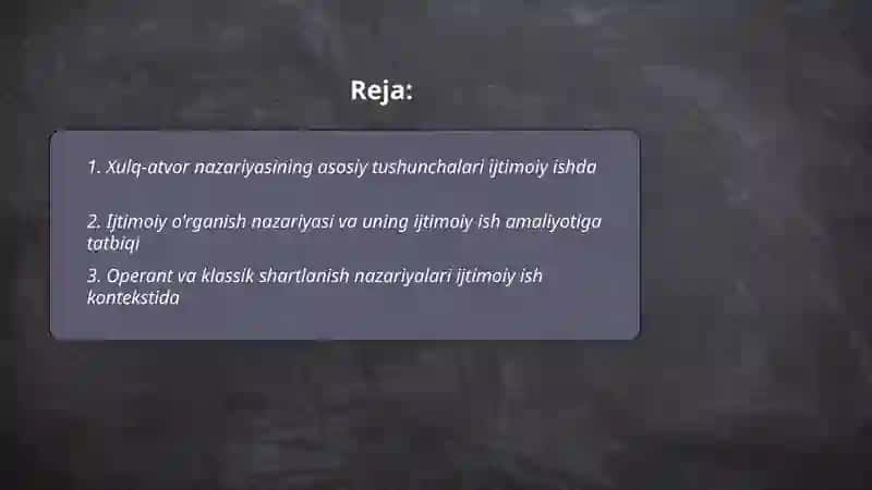 Xulq-atvor nazariyasi 2